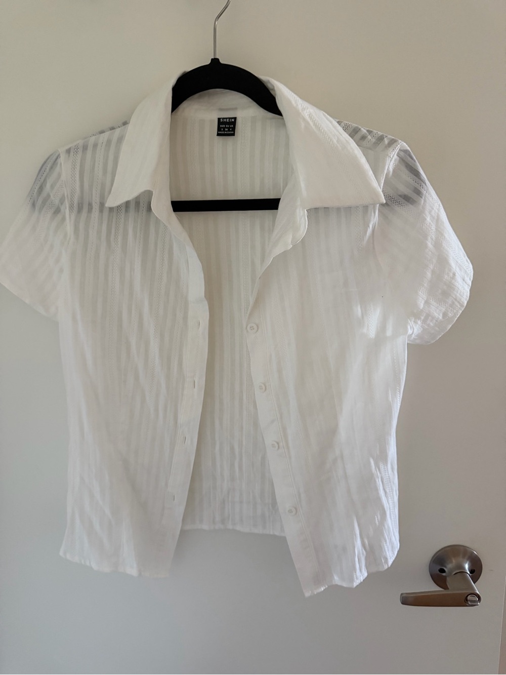 SHEIN White Short-Sleeve Button Down Shirt